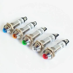 LED 8mm Metal Indicator lights waterproof Signal lamp 12V 24V 220v LED light Signal Convex lamp XD8-2 mini light no wire