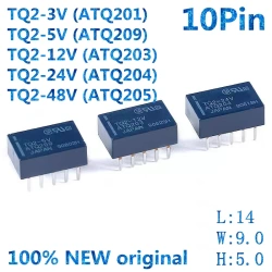 Relay TQ2-3V TQ2-5V TQ2-12V TQ2-24V TQ2 12V TQ2-48V 5VDC 1A 10Pin Two open and closed DC3V 5V 12V 24V 48V 100% New origina