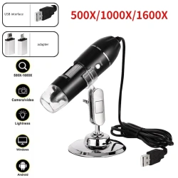 1600X 1000X 500X Digital Microscope Camera Type C USB Portable Electronic Microscope For Soldering Magnifier Cell Phone Repair