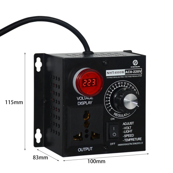 Portable Speed Temperature Light Adjustable Dimmer SCR Voltage Regulator AC 220V 4000W Compact Variable Voltage Controller