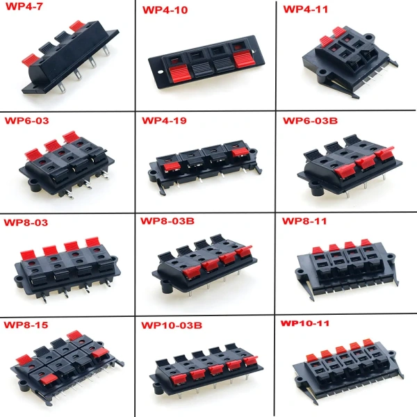 WP4 WP6 WP8 WP10 Speaker Amplifier Positions Connector Terminal Push In Spring 4/6/8/10 Poles Audio Speaker Connector