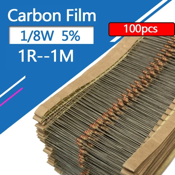 1/8W Carbon Film Resistor 5% 2R7 27R 270R 2K7 27K 270K 2.7 27 270 R K Ohm 0.125W 0R--1M