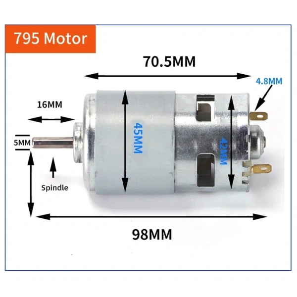 795 High Torque High Power DC Motor 12V 24V Double Ball Bearing High Speed Motor Power Tools