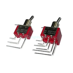 SH T80-T 3/6Pins SPDT DPDT ON ON 2 Positions Vertical Right Angle PCB Mount Mini Toggle Switch