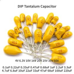 10V 16V 25V 35V 50V Tantalum Capacitor 1UF 2.2UF 3.3UF 4.7UF 10UF 22UF 33UF 47UF 100UF 220uF 0.1uF 0.22uF 0.47uF 0.68uF DIP