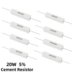 20W Cement Resistor 5% 0.1R~10K 0.1R, 0.5R, 10R, 50R, 0,22, 0,33, 0,5, 1, 2, 5, 8, 10, 20, 22, 30, ohm 4.7K 8.2K