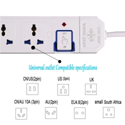 Electric Socket 3 4 5 6AC Universal Outlets Multi conversion Jack US EU UK AU CN Plug Socket 10A 2500W Power Strip with Switch