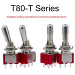 T80-T Series Round Top Anti-mishandling Locking Lever 6.35mm Panel Mount Mini Toggle Switch