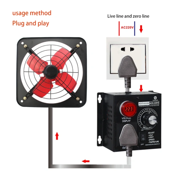 Portable Speed Temperature Light Adjustable Dimmer SCR Voltage Regulator AC 220V 4000W Compact Variable Voltage Controller