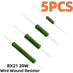 RX21 20W wire wound resistor 5% 0.1R~50K 1R 10R 100R 200R 1K 2K 10K 12K 15K 20K 22K 25K 30K 33K 39K 47K 22R 27R 30R 33R ohm