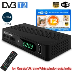 DVB-T2 1080 HD TV Tuner Terrestrial Receiver with Adapter Supports H.264/MPEG4 Decod for Russia/Ukraine/Africa/Indonesia/India