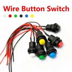 12MM Round Button Switch With Cable 20CM Self-Locking DS-428/427 Self-Resetting Push Button Switch