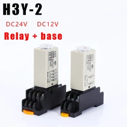 Power-on Delay Rotary Knob DPDT 5S/10S/30S/60S/3M/5M/10M/30M Timer Timing Time Relay DC12V 24V H3Y-2 With Base Socket