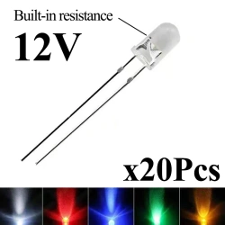 12v 5v 5mm 3mm Led Super Bright Warm White Red Blue Model Car Dashboard Indicator Light Emitting Diode With Resistance