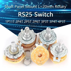 RS25 Band switch Shaft Panel Mount L=20mm 1P11T 2P4T 2P5T 2P6T 3P3T 3P4T 4P3T Rotary Switch Selector Band Pole Position Knob