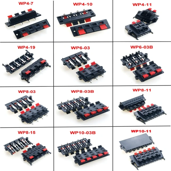 WP4 WP6 WP8 WP10 Speaker Amplifier Positions Connector Terminal Push In Spring 4/6/8/10 Poles Audio Speaker Connector