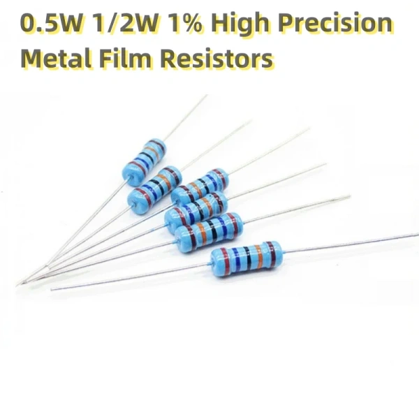 1/2 W 0. 5W  1R to 4.7MOhm 1% High Precision Metal Film Resistors 1R 10R 100R 1K 10K 100K 1M