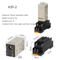 Power-on Delay Rotary Knob DPDT 5S/10S/30S/60S/3M/5M/10M/30M Timer Timing Time Relay AC 24V 220V 380V H3Y-2 With Base Socket