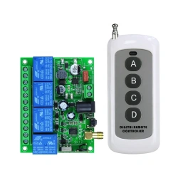 4CH 433MHz DC12V 24V 36V 10A Relay Switch Wireless Remote Control system RF Receiver Transmitter Electric door Moto Smart home