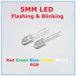 Blinking 5mm Flashing LED Diode Flash RGB Transparent Multicolor Flicker Round 5 Mm Light-Emitting Diode Red Yellow Blue