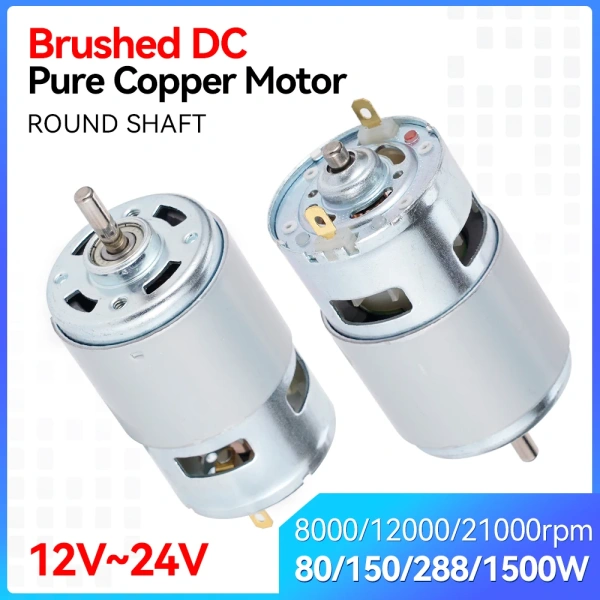 775 Motor DC 12V-24V 150W/288W Double Ball Bearing Spindle Motor 12000RPM DC Motor Large Torque High Power Low Noise Motor