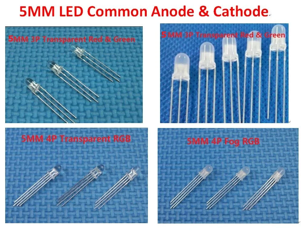 F5 5mm LED Red+Green Light Emitting Diode Common Anode Cathode 3pin 3P Positive Negative Transparent / Fog Type RGB Blue