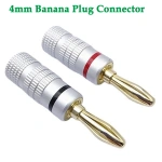 Banana Connector Plug Jack Gold Plated Musical Sound Audio Speaker 4MM Banana Plugs For Audio Video Speaker Terminal