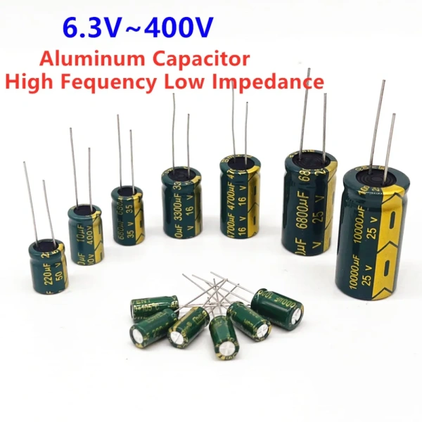 10V 16V 25V 35V 50V 400V High Frequency Low ESR Aluminum Capacitor 100UF 220UF 330UF 470UF 680UF 1000UF 1500UF 2200UF 3300UF 20%