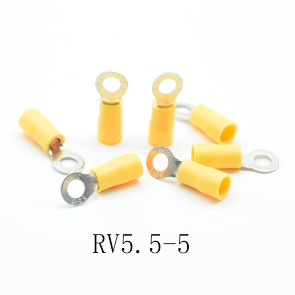 20PCS/lot RV5.5-4/5/6/8/10/12 Yellow Ring insulated terminal suit 4-6mm2 Cable Wire Connector cable Crimp Terminal AWG