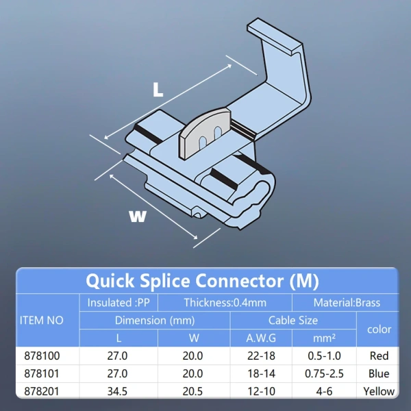 Quick Wire Branch Terminal Connector Snap Splice Lock Wire Clip Scotch Disconnector Without Breaking Cable 878100 878101 878201