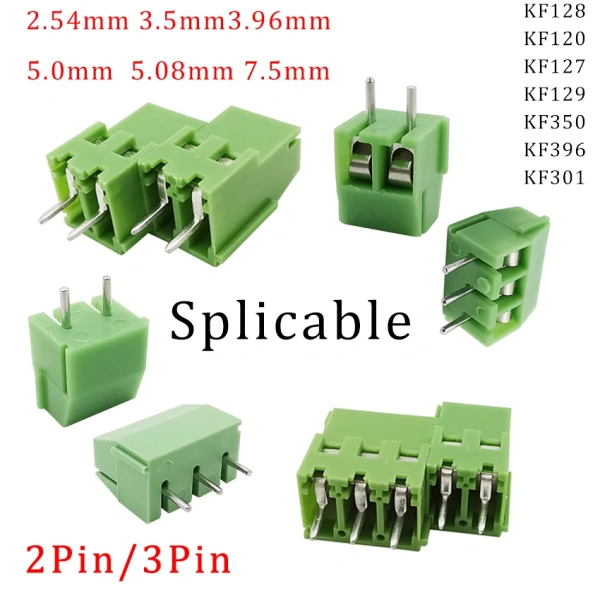 2.54mm/3.5mm/3.96mm/5.0mm/5.08mm/7.5mm KF120 127 128 129 301 350 396 2Pin 3Pin Screw Type PCB Terminal Block Wire Connector