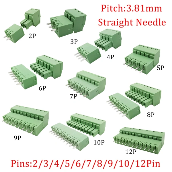 3.81mm 15EDG 2-12Pin PCB Screw Terminal Block Male Female Connector 2EDG Straight Needle/Right Angle Plug-in Header Socket