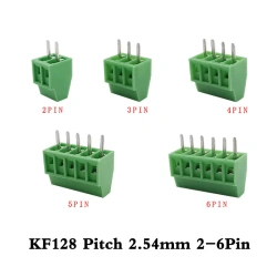 2.54mm Pitch 2-16Pin KF128 PCB Screw Terminal Block Wire Connector for 26-18AWG Cable