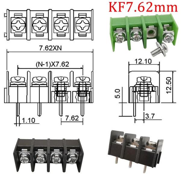 7.62mm Pitch   KF7.62 mm 2/3/4 Pin Splice Screw Terminal Block PCB Connector 2-4P Pluggable Straight Pin Wire Connector