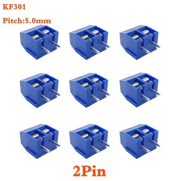5.0mm  Pitch KF301 2P 3P 4P 5mm Screw Wire Terminal Block KF301-2P KF301-3/4PStraight Pin Spliceable Plug-in PCB Cable Connector