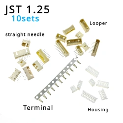 1.25mm Pitch wire-board MICRO JST 1.25 Connector  Straight Pin Header + Housing + Terminal Set 1.25-2/3/4/5/6/7/8/9/10P