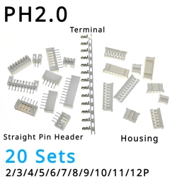 2.0mm Pitch PH Connector wire-board  Horizontal Straight Pin Header + Housing + Terminal 2/3/4/5/6/7/8/9/10/11/12P