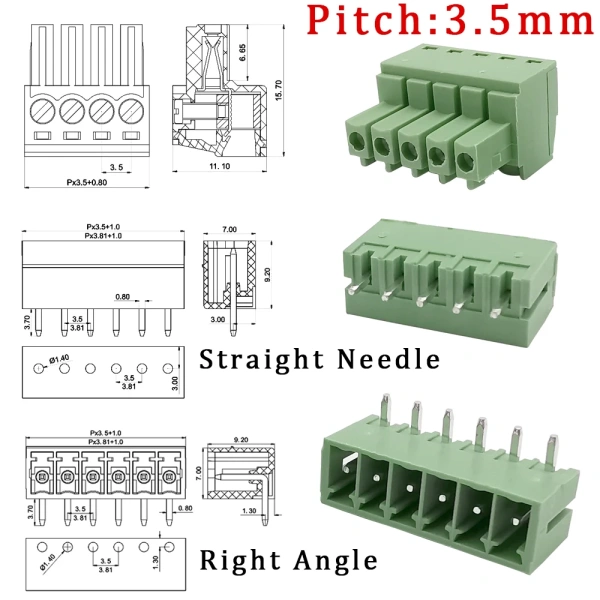 3.5mm Pitch KF2EDG 15EDG 2-12 Pin Pcb Screw Wire Terminal Block Right Angle/Straight Pin Male Plug Female Socket Connector