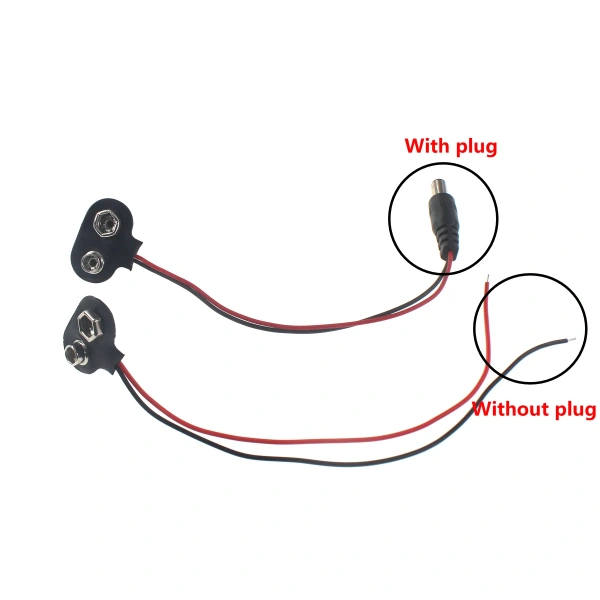 9V Battery Holder with Wire and Plug