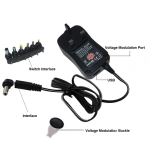 30W Universal AC UK Plug in Power Adapter 3v 4.5v 5v 6v 7.5v 9v 12v charger with 6 pieces connection tip power supply