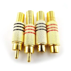 RCA Connector Plug Male female adapter Screws solder In-Line Jack Adapter Gold Plated Solder Type
