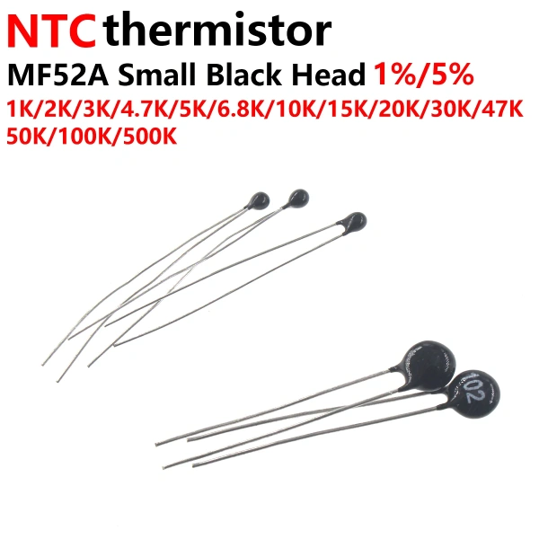 NTC Thermistor MF52 MF52A 1K 2K 2.2K 3K 4.7K 5K 10K 20K 30K 47K 50K 200K 1% 5% Temperature Sensor B Value 3950K Matchhead