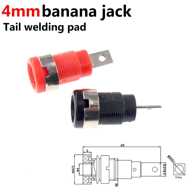 4mm Red&Black Banana Socket Professional Binding Post Nut Banana Plug Jack Connector Nickel Plated For 4mm