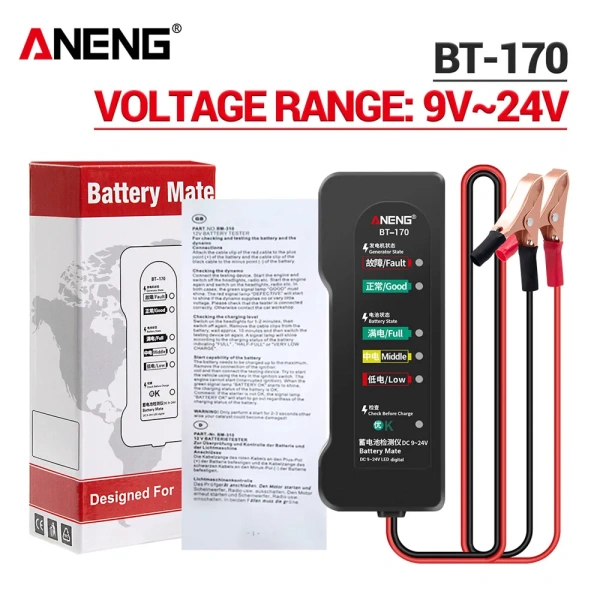 ANENG BT-170 12V Car Motorcycle Tester Fault Detector Battery Tester Digital Alternator Tester Car Diagnostic Tool Auto Repair