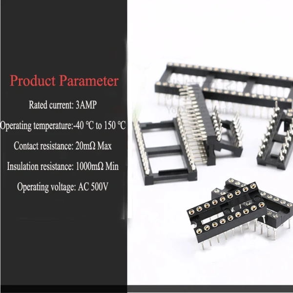 IC Sockets 2.54MM Square hole DIP6 DIP8 DIP14 DIP16 DIP18 DIP20 DIP28 PCSpins Connector DIP Socket 6 8 14 16 18 20 40pin