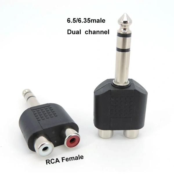 Microphone Audio 6.35mm 6.5mm 1/4" Mono Stereo male Jack to RCA 6.35 female Y Splitter Converter connector Adapter Headphone p