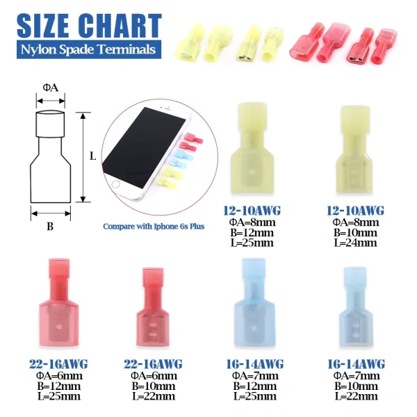 NYLON Male Female Fully Insulated Spade joint Cable Wire Connector Wiring Cable Plug Crimp Terminals FDFN MDFN
