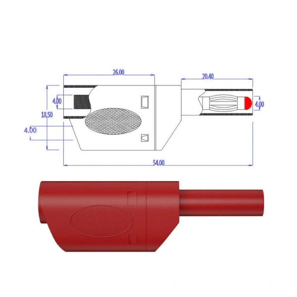 Safety Fully Insulated 4mm Male Stackable Banana male Plug Connector red black for cable plug