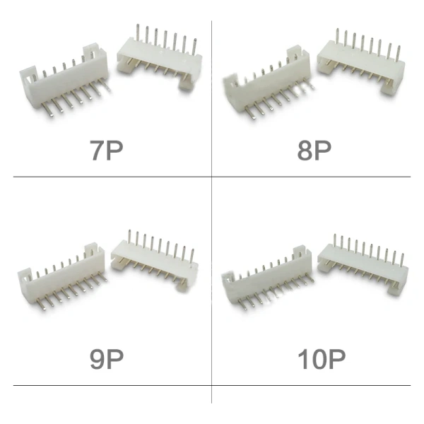 2.0mm Pitch  PH2.0 Right Angle Curved Needle Female Connector 2P/3P/4P/5P/6P/7P/8P/9P/10P-13p pin White Connector