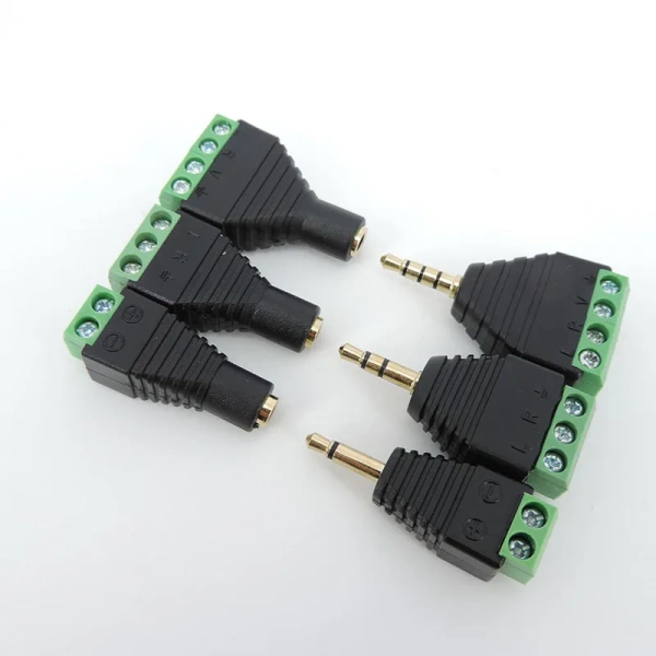 2/3/4 Pole Section 3.5mm audio Male female jack mono stereo connector DC free screw interface terminal block channel plug p